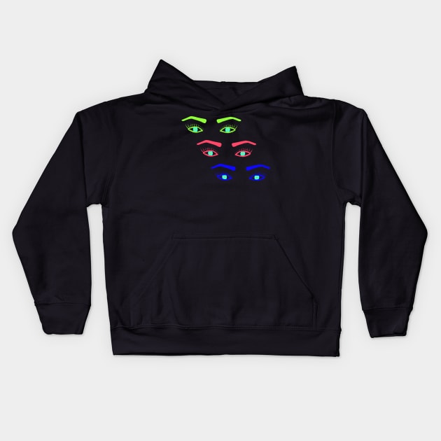 Neon Magical eyes Kids Hoodie by Ramilia